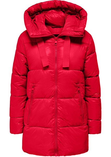 Açık Kırmızı Kadın Mont Onlnewscarlett Hood Puffer cc Otw