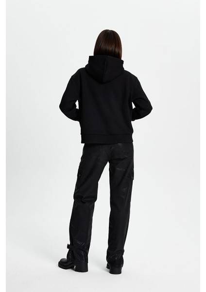 Siyah Studli Hoodie