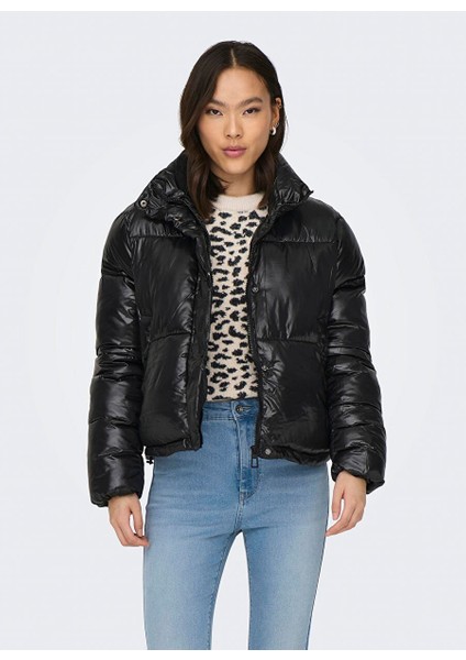 Siyah Kadın Mont Onlsky Short Puffer cc Otw