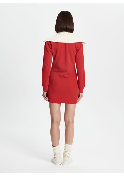 Kırmızı Mini Sweater Elbise