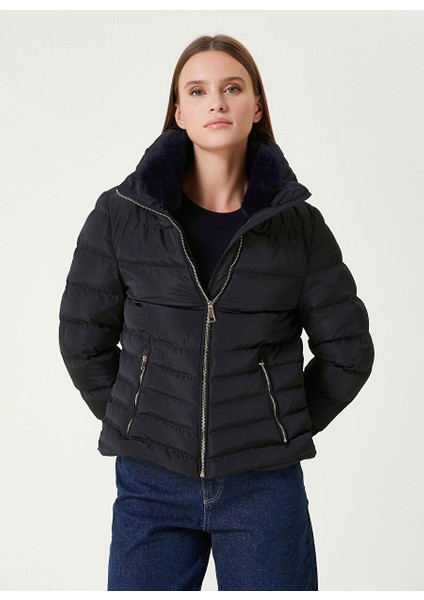 Lacivert Kadın Dik Basic Kapitone Mont 1092440