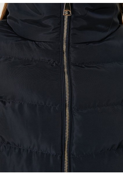 Lacivert Kadın Dik Basic Kapitone Mont 1092440