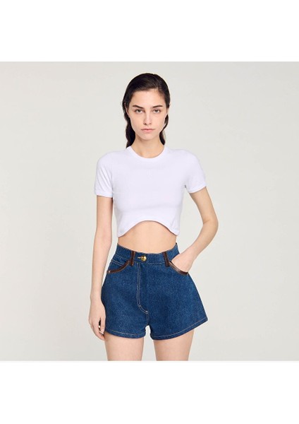 Asimetrik Kesim Crop T-Shirt fırsatları