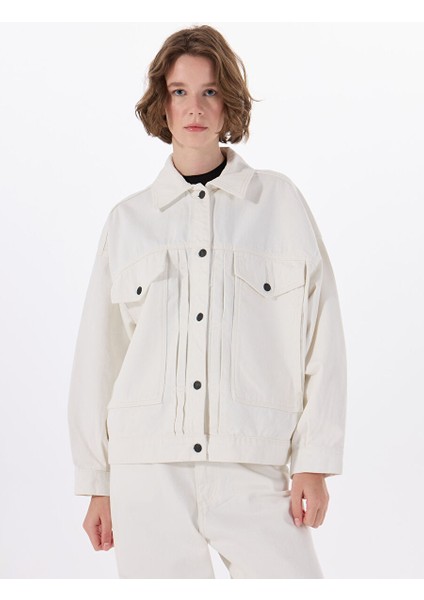 Ekru Kadın Oversize Denim Ceket 50535349