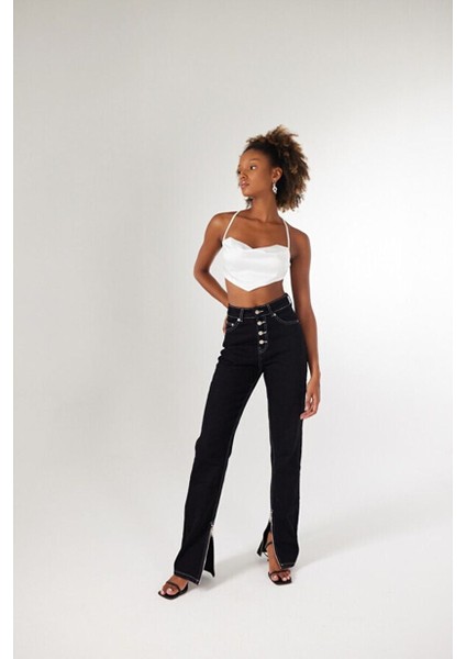 Askılı Saten Shery Crop Beyaz modelleri