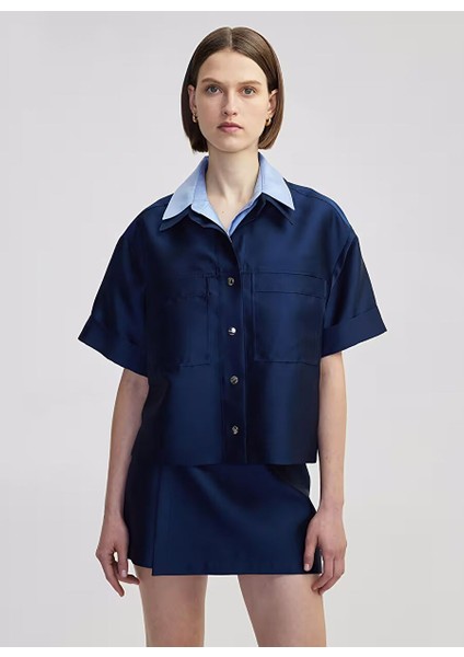 Ipekyol Lacivert Kadın Regular Fit Baskılı Ceket IS1250005102 modelleri