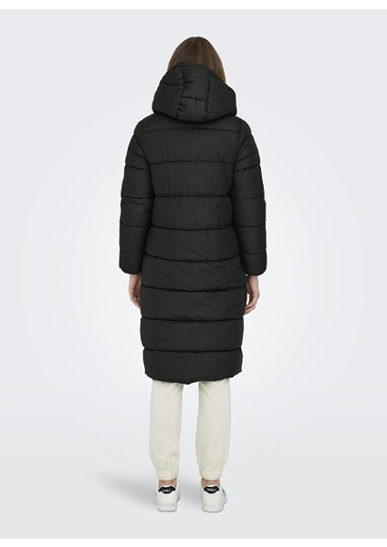Siyah Kadın Kaban Onlcammıe Long Quılted Coat cc Otw