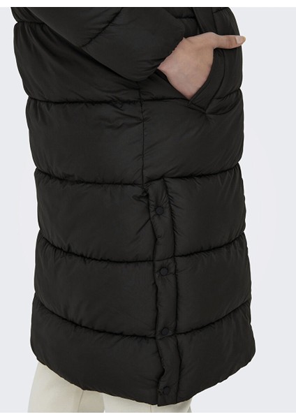 Siyah Kadın Kaban Onlcammıe Long Quılted Coat cc Otw