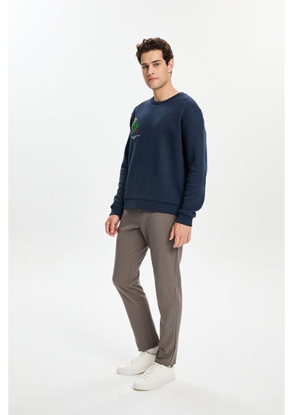 Lacivert Harvest Nakışlı Sweatshirt modelleri