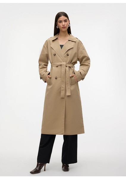 Ekru Kadın Normal Trençkot Vmchloe Long Trenchcoat Ga Noos
