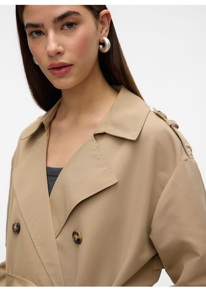 Ekru Kadın Normal Trençkot Vmchloe Long Trenchcoat Ga Noos