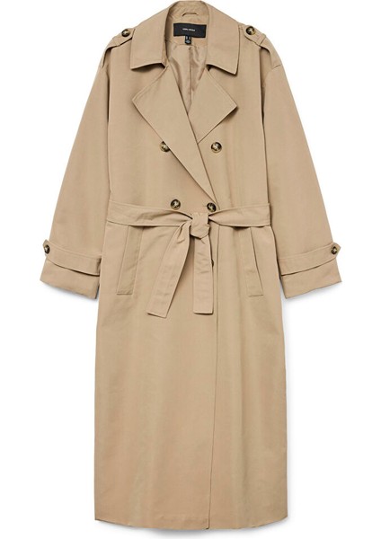 Ekru Kadın Normal Trençkot Vmchloe Long Trenchcoat Ga Noos