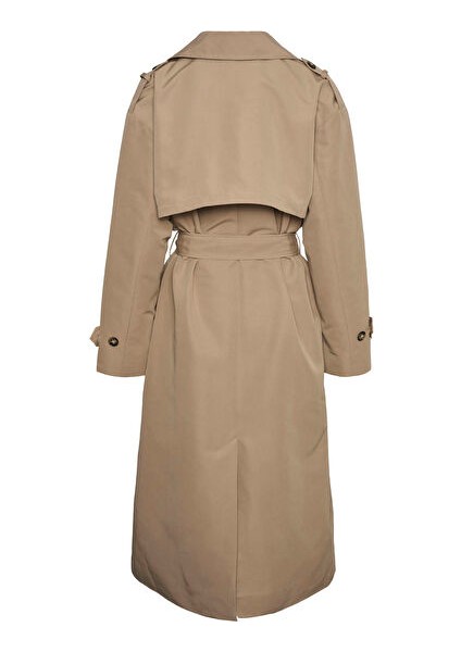 Ekru Kadın Normal Trençkot Vmchloe Long Trenchcoat Ga Noos