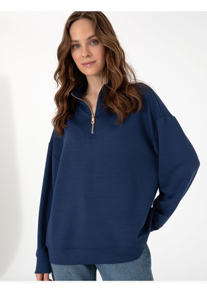 Lacivert Regular Fit Modal Kumaş Sweatshirt