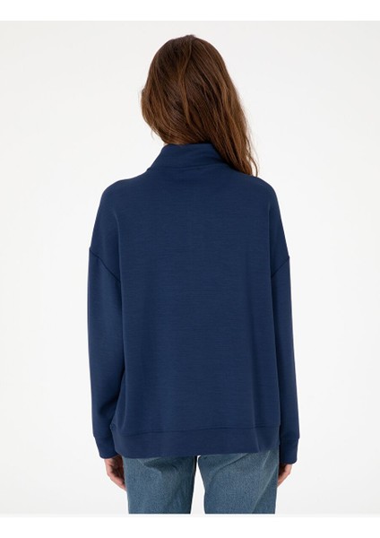 Lacivert Regular Fit Modal Kumaş Sweatshirt