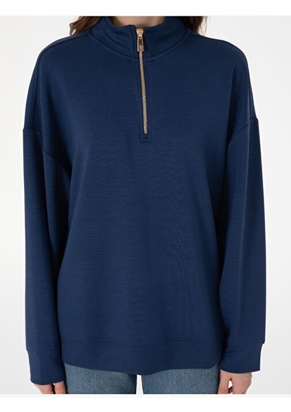 Lacivert Regular Fit Modal Kumaş Sweatshirt