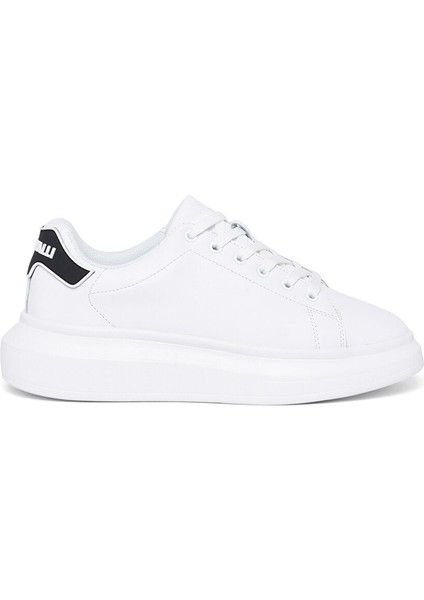 Beyaz-Siyah Kadın Deri Sneaker 77RA3SB2ZPA68003