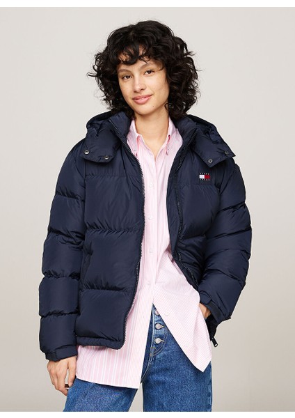 Lacivert Kadın Dik Yaka Standart Fit Nakışlı Puffer Mont Tjw Alaska Puffer Ext fiyatları