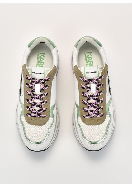 Beyaz-Yeşil Kadın Deri Sneaker KL64931N 31Q modelleri