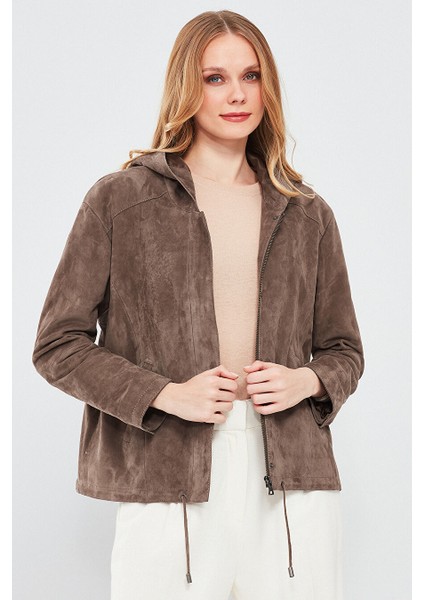 Rosy Kadın Vizon Oversize Süet Deri Ceket 24SGE518510