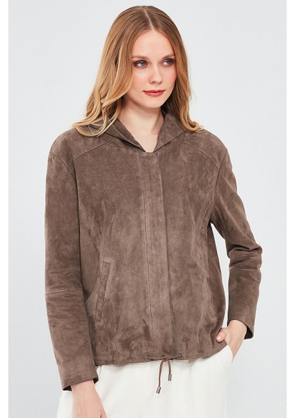 Rosy Kadın Vizon Oversize Süet Deri Ceket 24SGE518510