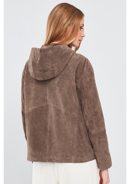 Rosy Kadın Vizon Oversize Süet Deri Ceket 24SGE518510