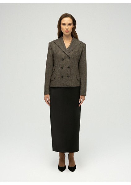 Kahve Kadın Normal Blazer Ester Yün Blazer