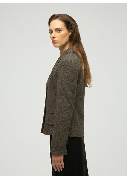 Kahve Kadın Normal Blazer Ester Yün Blazer
