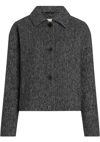 Gömlek Yaka Antrasit Kadın Standart Düz Ceket Short Yün Blend Jacket fiyatları