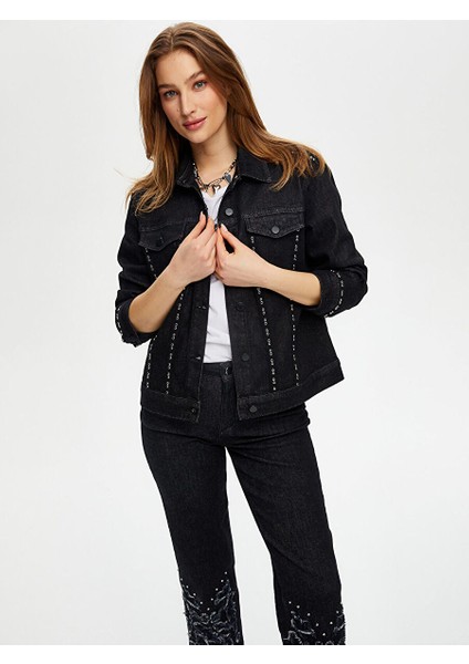 Önü Taş Detaylı Jean Ceket S25JCK004