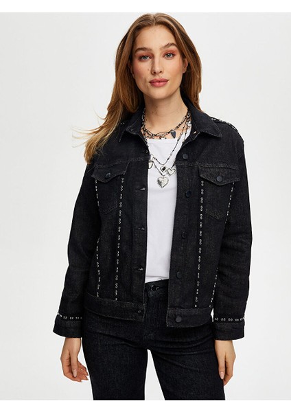 Önü Taş Detaylı Jean Ceket S25JCK004