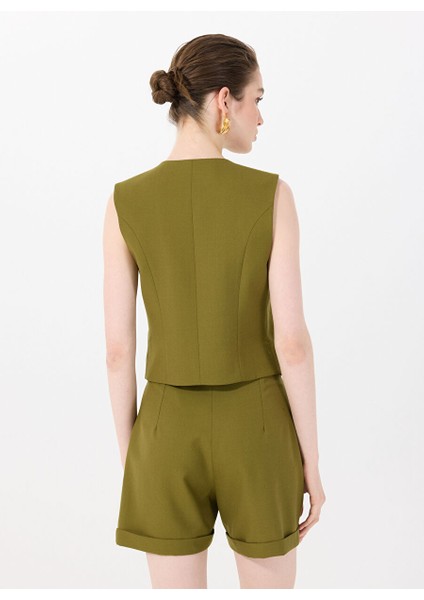 Haki Kadın Normal Yelek Daıly Cross Vest 5020