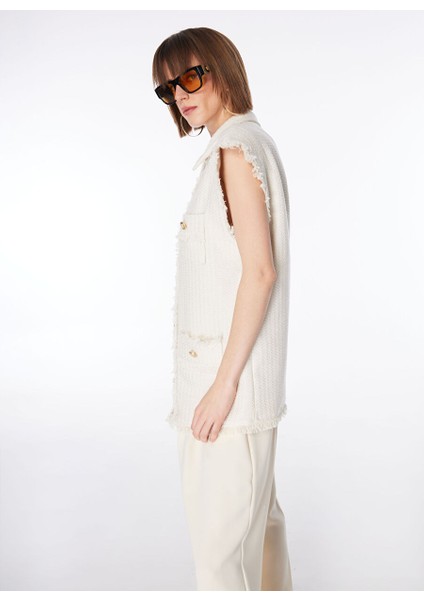 Ekru Kadın Oversize Yelek F4SL-YLK0401