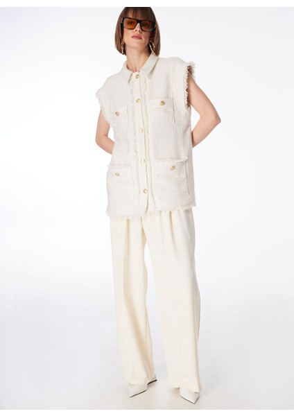 Ekru Kadın Oversize Yelek F4SL-YLK0401