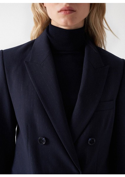 Lacivert Kadın Kruvaze Yaka Blazer 21007065 fırsatları