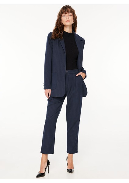 Boyfriend Lacivert - Beyaz Kadın Blazer F3WL-CKT3