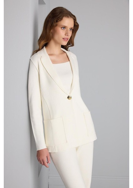 Tek Düğmeli Triko Blazer Ceket