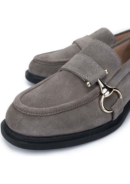 Kadın Hakiki Deri Vizon Süet Loafer Ayakkabı