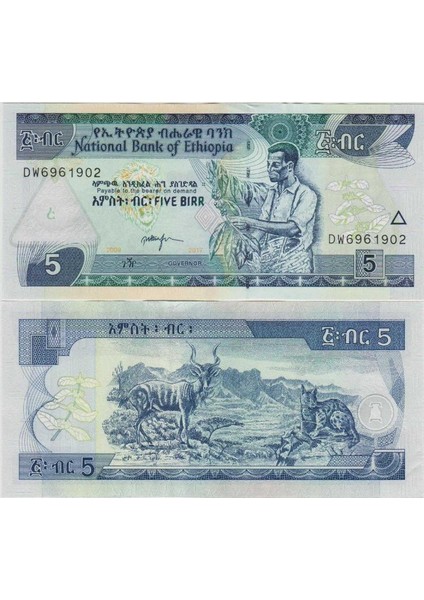 Etiyopya 5 Birr 2017 Çil Kondisyon.