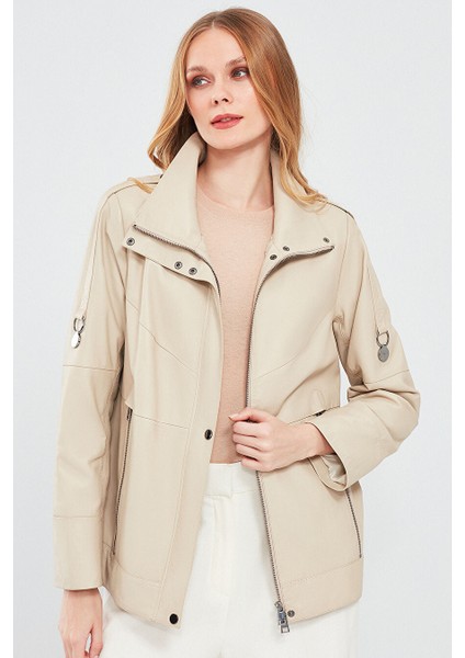 Luisa Kadın Bej Oversize Deri Mont 24SGD5172U4