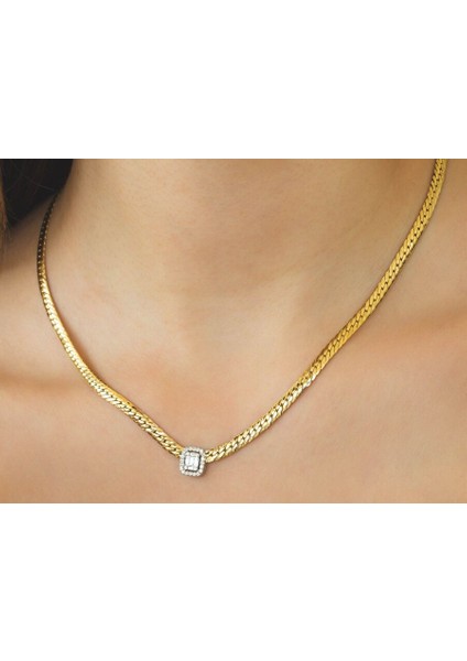 0,26 Ct Baget Pırlanta Kolye