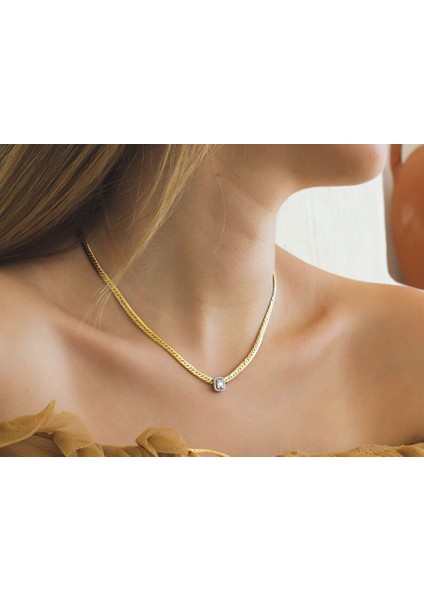 0,26 Ct Baget Pırlanta Kolye