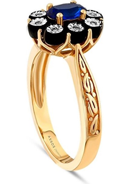 0.03 Karat Safir Renkli Elmas Yüzük