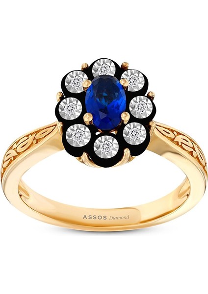 0.03 Karat Safir Renkli Elmas Yüzük