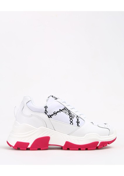Beyaz-Pembe Kadın Deri Sneaker 75VA3SP3ZP310L02