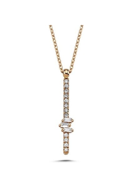 0,16 Ct Baget Pırlanta Kolye