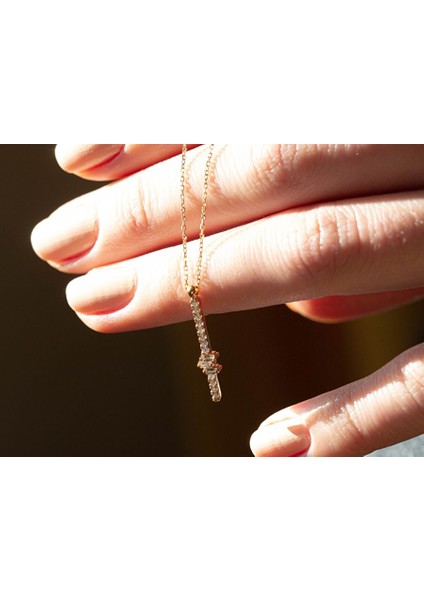 0,16 Ct Baget Pırlanta Kolye