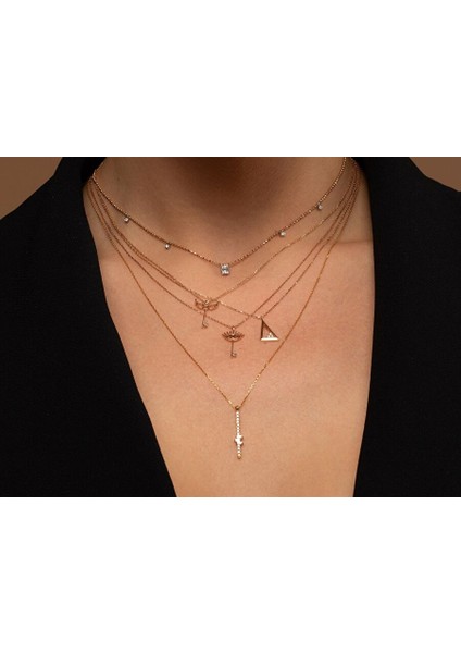 0,16 Ct Baget Pırlanta Kolye