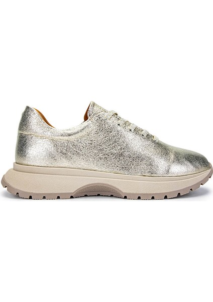 Kadın Hakiki Deri Altın Rugan Sneakers & Spor Ayakkabı