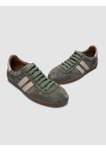 %100 Hakiki Deri Yeşil Süet Kadın Sneaker modelleri